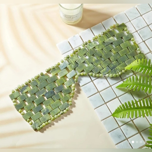 Large Green Genuine Jade Crystal Eye Mask Spa Relaxation Meditation Massage NEW! - Picture 3 of 12